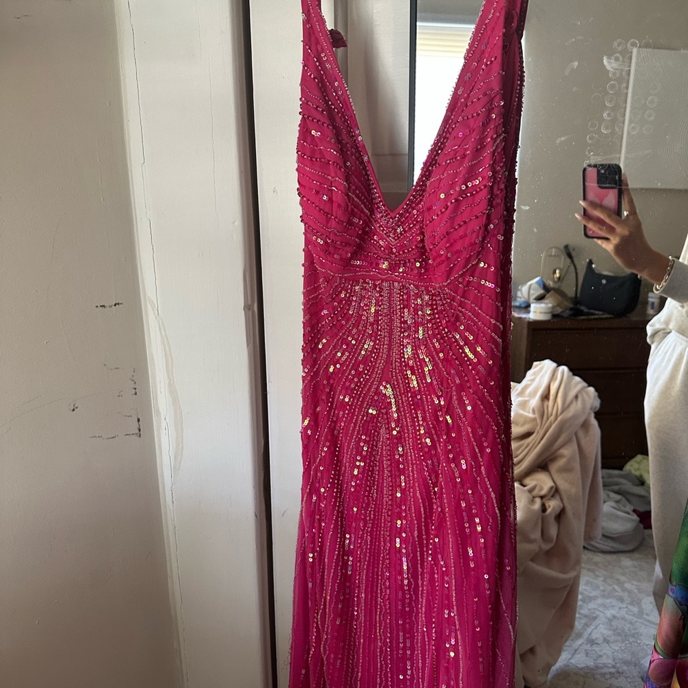 Night Way Collections Fuchsia Sequin Gown